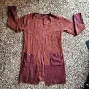 Oversize cardigan jacket burgundy and burnt orange